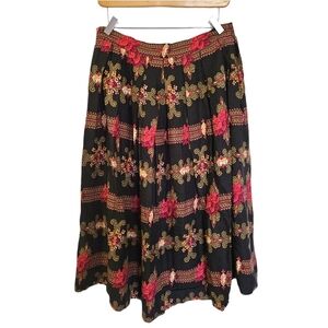 Vintage Bay Club pleated flowy floral‎ midi skirt